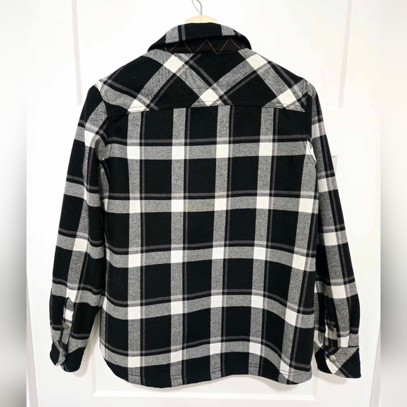 Orvis Black and White Plaid Button Down Shirt Lined Jacket size Medium - Picture 4 of 8